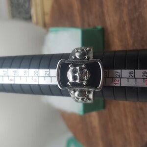 Silver‎ bones skull biker ring size 11 R358